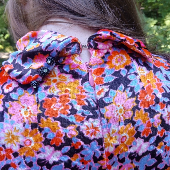 Custom vintage floral velvet maxi dress - Picture 2 of 6